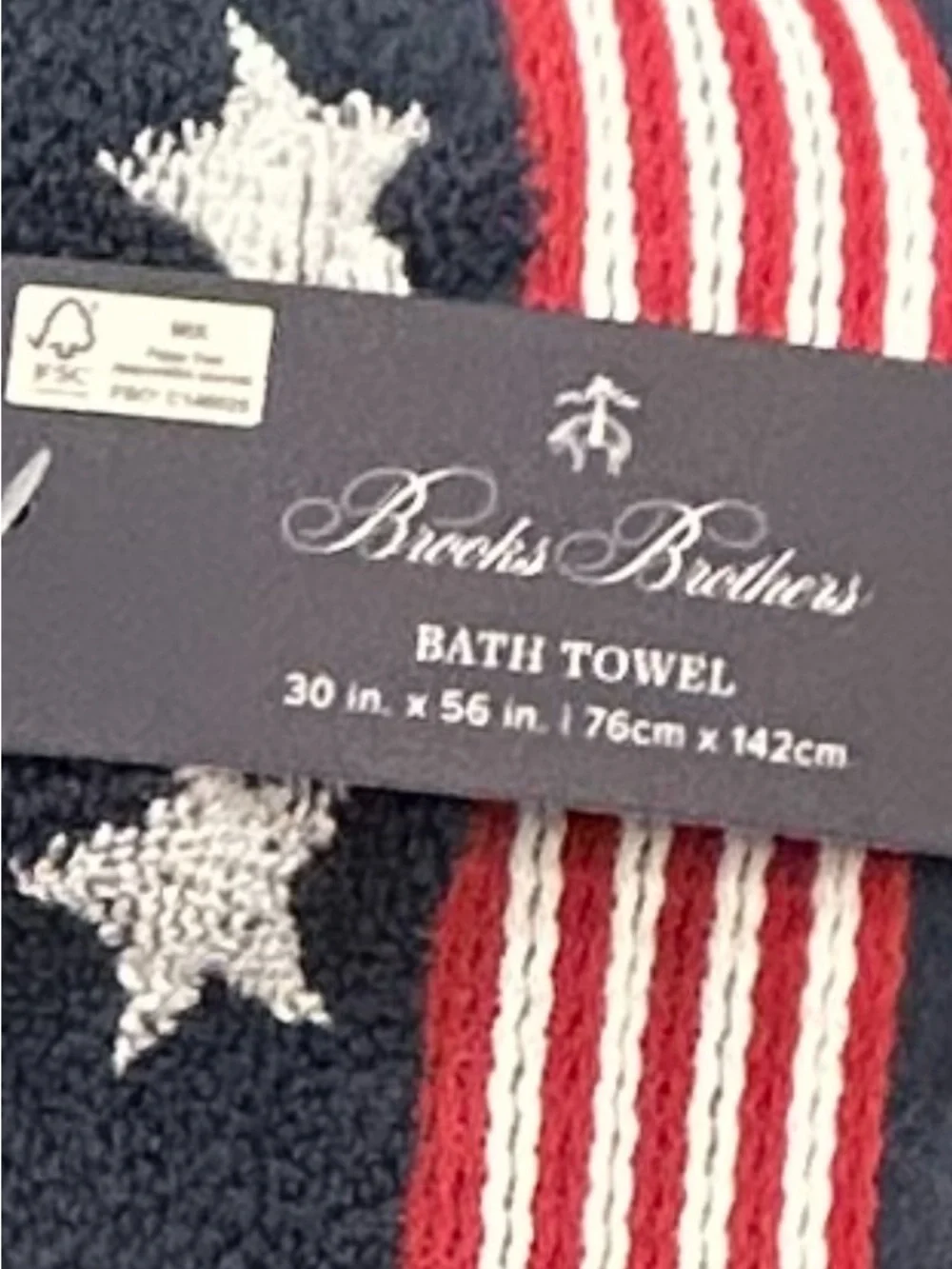 Brooks Brothers Red, White and Blue Patriotic Bath Towels 30”x56” Set of 2